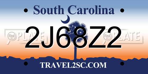 2J68Z2 South Carolina License Plate
