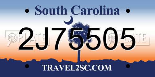2J75505 South Carolina License Plate