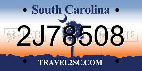 2J78508 South Carolina License Plate