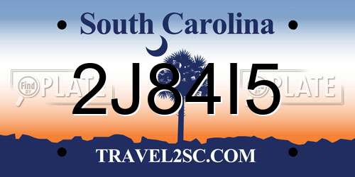 2J84I5 South Carolina License Plate