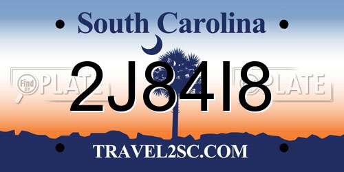 2J84I8 South Carolina License Plate