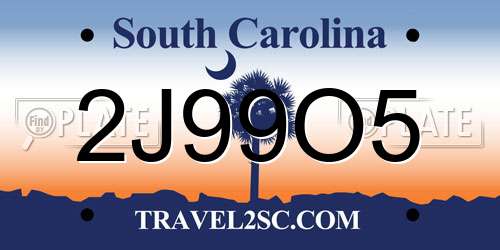2J99O5 South Carolina License Plate