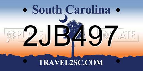 2JB497 South Carolina License Plate