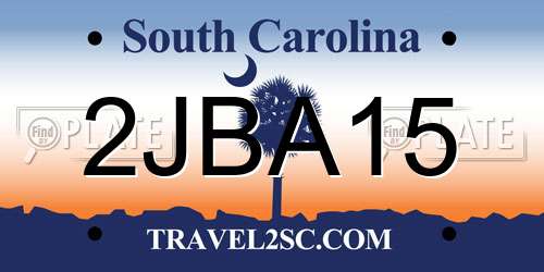 2JBA15 South Carolina License Plate