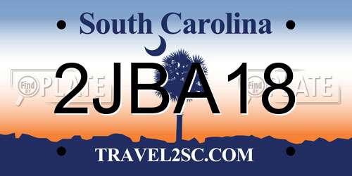 2JBA18 South Carolina License Plate