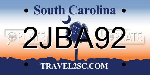 2JBA92 South Carolina License Plate