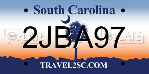 2JBA97 South Carolina License Plate