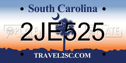 2JE525 South Carolina License Plate