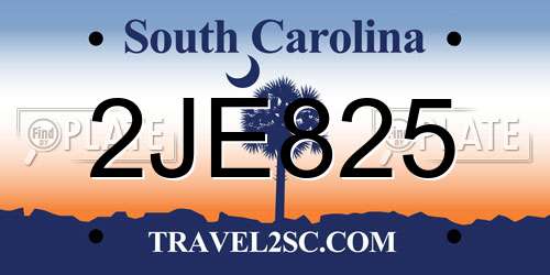 2JE825 South Carolina License Plate