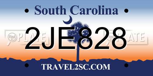 2JE828 South Carolina License Plate