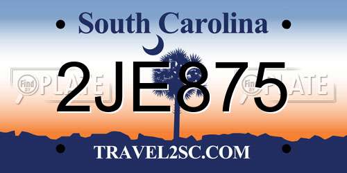 2JE875 South Carolina License Plate