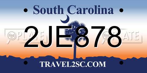2JE878 South Carolina License Plate