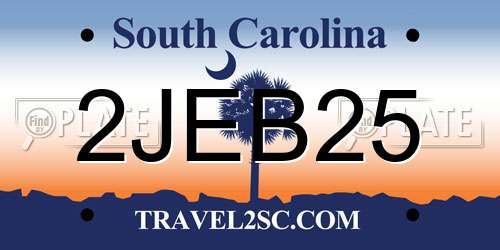 2JEB25 South Carolina License Plate