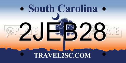 2JEB28 South Carolina License Plate