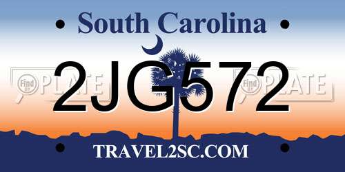 2JG572 South Carolina License Plate