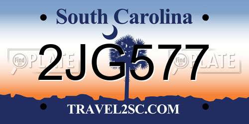 2JG577 South Carolina License Plate