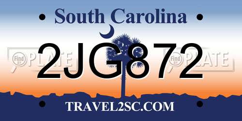 2JG872 South Carolina License Plate