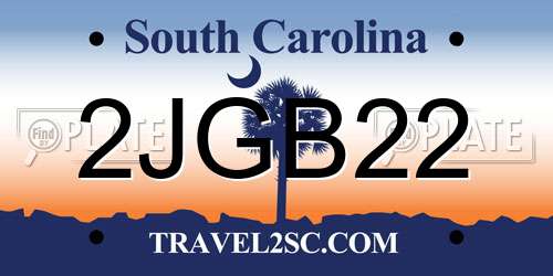 2JGB22 South Carolina License Plate