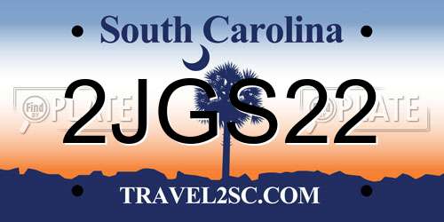 2JGS22 South Carolina License Plate