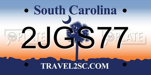 2JGS77 South Carolina License Plate