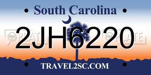 2JH6220 South Carolina License Plate