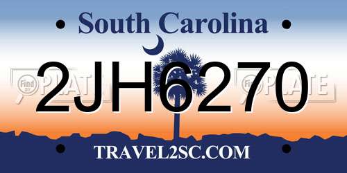 2JH6270 South Carolina License Plate