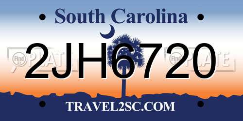 2JH6720 South Carolina License Plate
