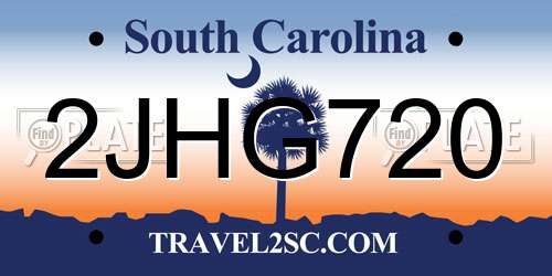2JHG720 South Carolina License Plate