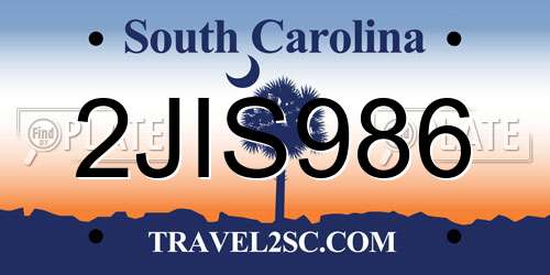 2JIS986 South Carolina License Plate