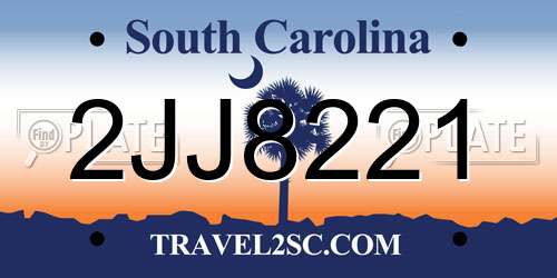 2JJ8221 South Carolina License Plate