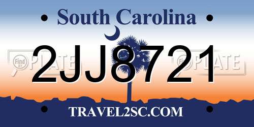 2JJ8721 South Carolina License Plate