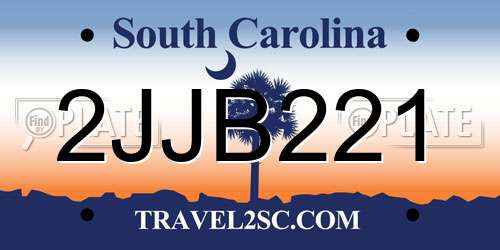 2JJB221 South Carolina License Plate