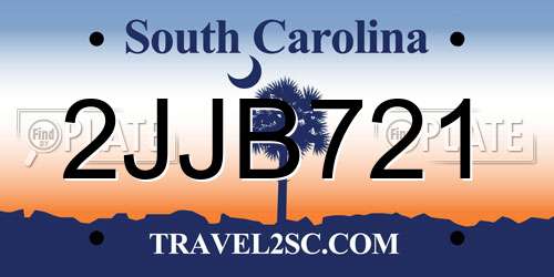 2JJB721 South Carolina License Plate
