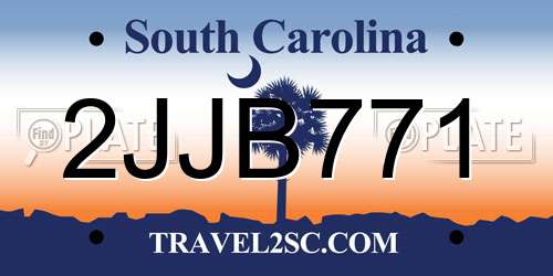2JJB771 South Carolina License Plate