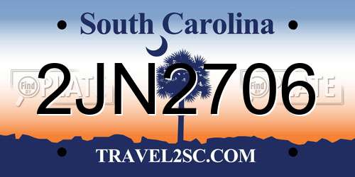 2JN2706 South Carolina License Plate