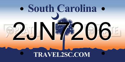 2JN7206 South Carolina License Plate
