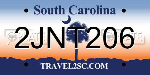 2JNT206 South Carolina License Plate
