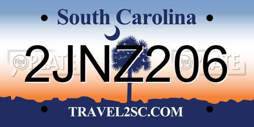 2JNZ206 South Carolina License Plate