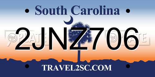 2JNZ706 South Carolina License Plate