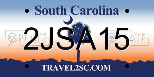2JSA15 South Carolina License Plate
