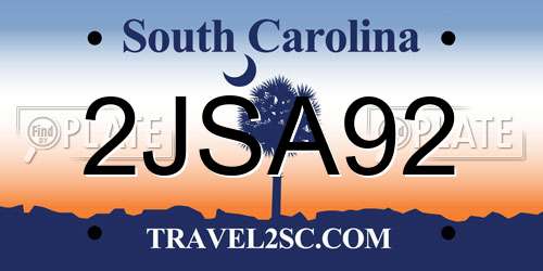 2JSA92 South Carolina License Plate