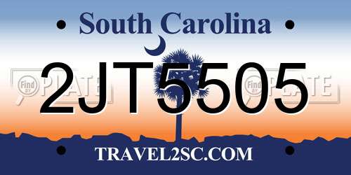 2JT5505 South Carolina License Plate