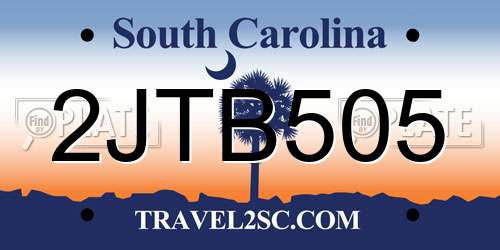 2JTB505 South Carolina License Plate