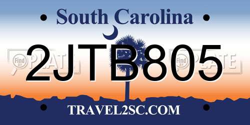 2JTB805 South Carolina License Plate