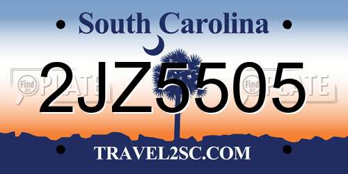 2JZ5505 South Carolina License Plate