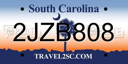 2JZB808 South Carolina License Plate