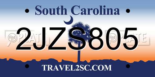 2JZS805 South Carolina License Plate