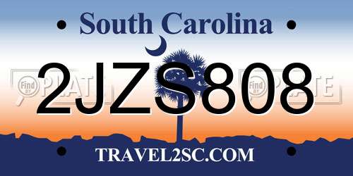 2JZS808 South Carolina License Plate