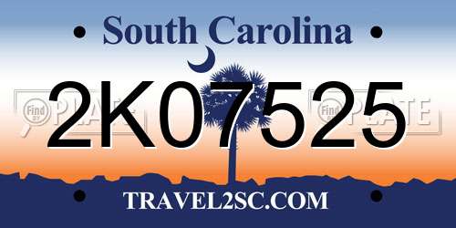 2K07525 South Carolina License Plate