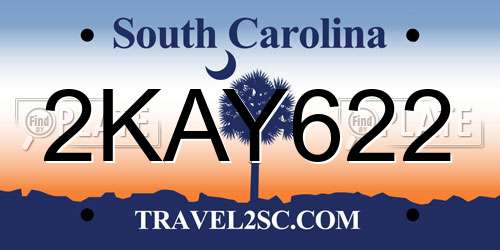 2KAY622 South Carolina License Plate